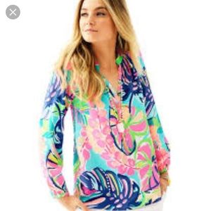 Lilly Pulitzer exotic garden Elsa silk top xs